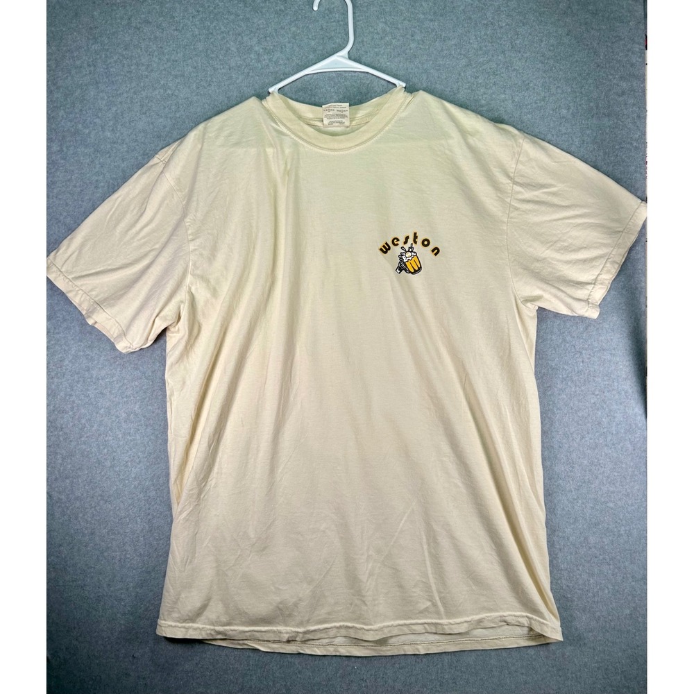 Comfort Colors 1717 Weston Beer Graphic T Shirt Mens XL Cream Off White Cotton